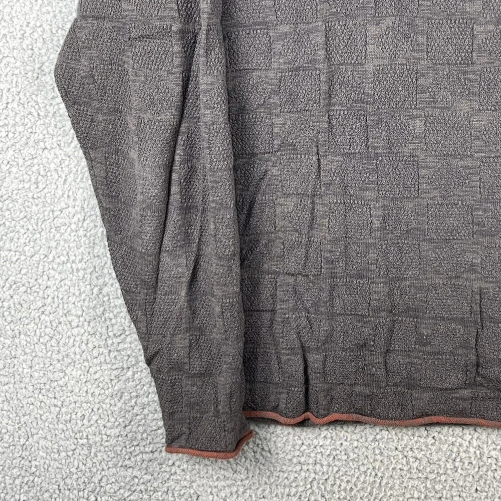 Carbon 2 Cobalt Sweater Mens L Pullover V Neck Thermal‎ Check Textured Knit Grey